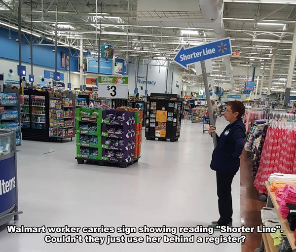 Walmart:shorter line