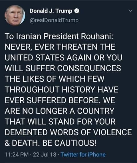 Trump to Rouhani